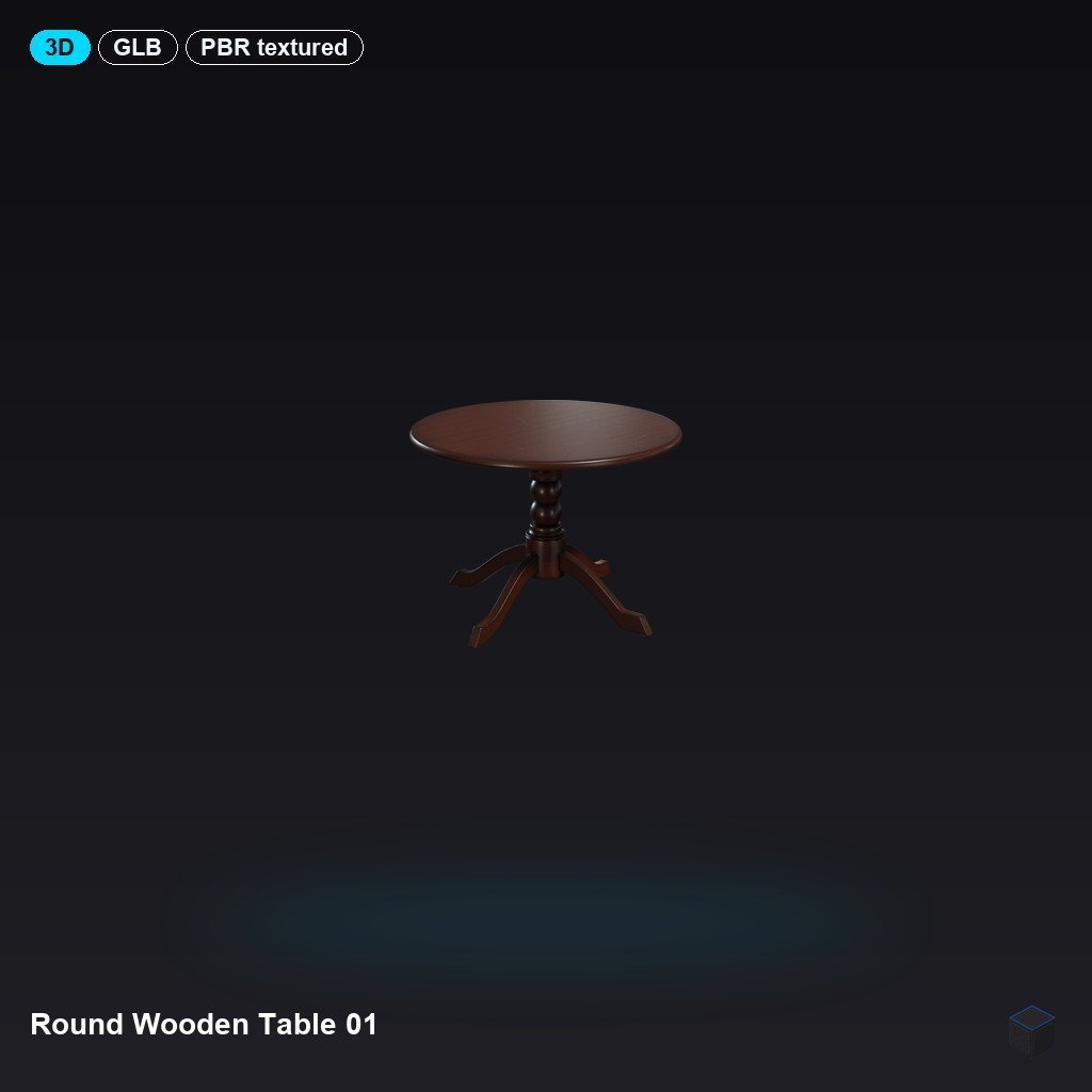 Round Wooden Table 01